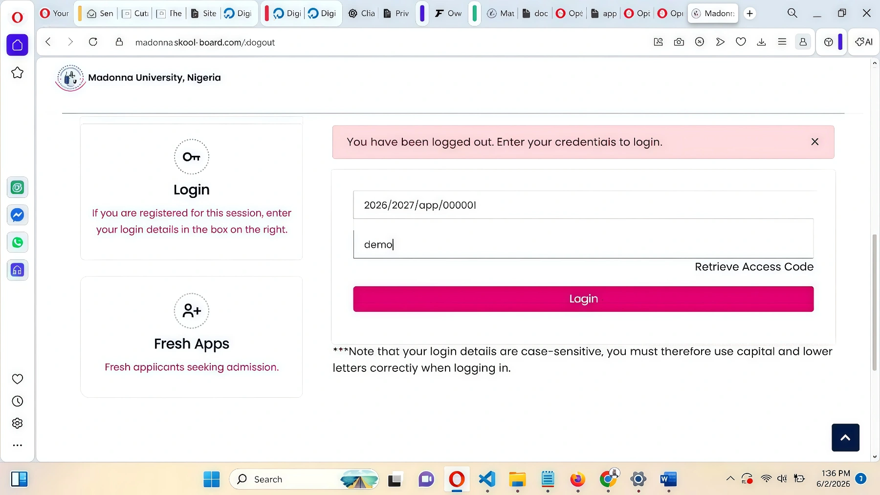 Login Screen