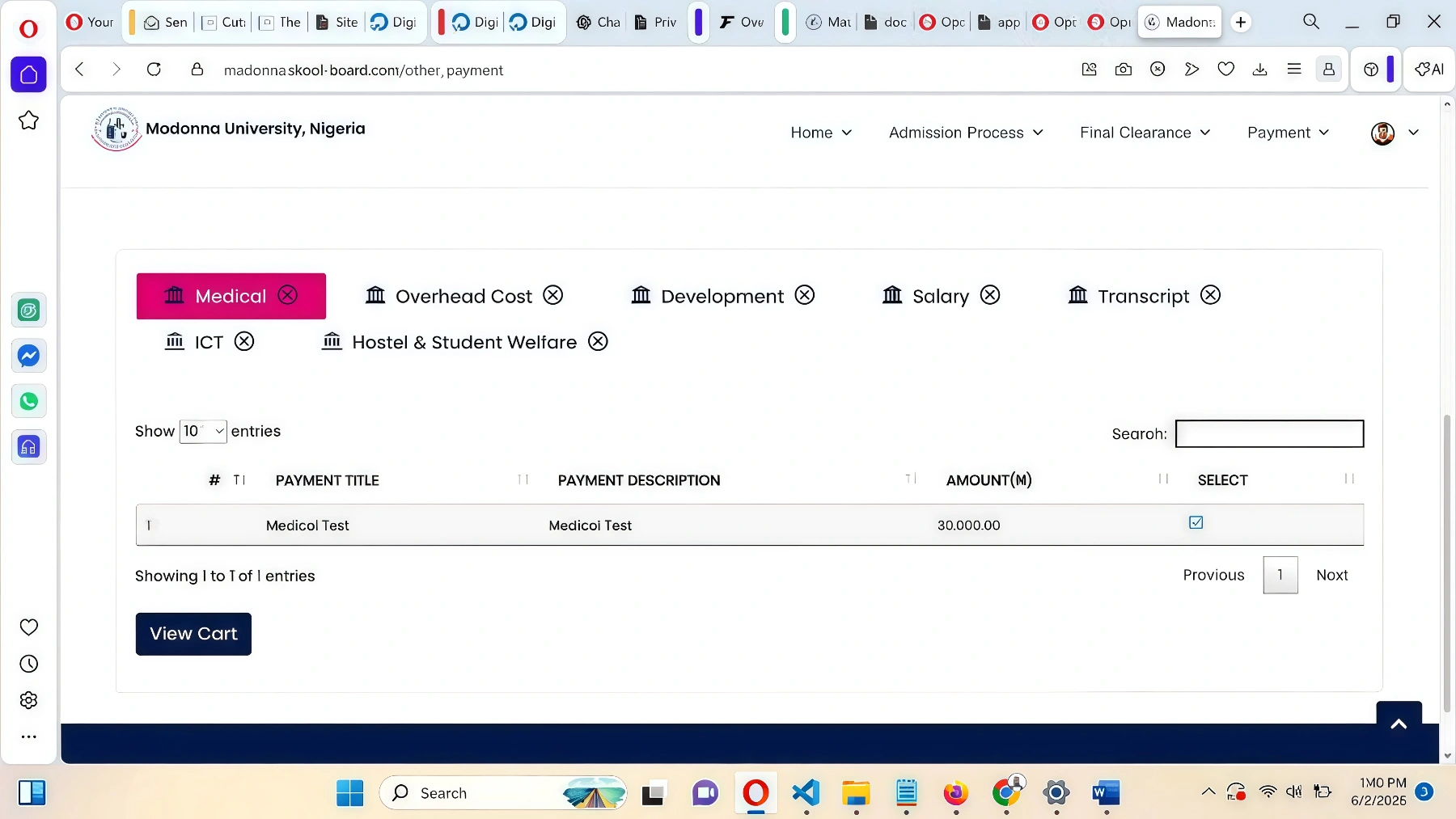 Selection Page